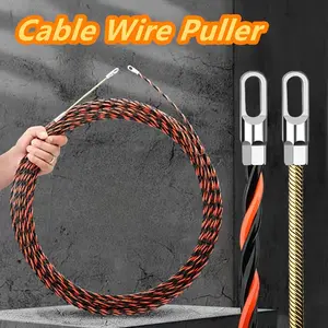 A lineman's cable pulling tool made of steel, featuring a non-woven structure, durable metal connectors, and soft materials for easy cable insertion and removal