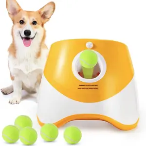 Automatic Dog Ball Launcher, Dog Ball Thrower with 3 Launching Distance Included， Interactive Dog Toys for Small & Medium Dogs Indoor & Outdoor,