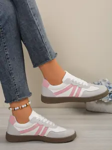 Women's Retro Color Block Casual Low Top Sneakers, All Season Stylish Board Shoes, Walking Shoes for Daily Commute & Campus Wear, Sneakers Trainer Shoes