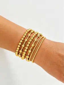 Women's Waterproof Bracelet Set, Adjustable Stackable Beaded Ball Chain Jewelry Gift, Elegant Ladies Accessory