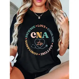 CNA Life Shirt CNA Certificated Nursing Assistant T-Shirt Casual Short Sleeve Shirt
