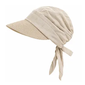 Original design: summer linen-blend sun hat with breathable, adjustable straps, featuring a back cap with a woven grass brim. Lightweight design suitable for vacations, golf, and everyday wear.