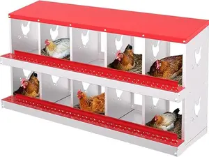 Garvee 6/8/10-Hole Chicken Nesting Boxes – 2-Tier Metal Egg Nesting Box with Removable Trays & Ventilation Holes, Wall Mount or Freestanding for Chickens, Hens & Ducks, Easy to Clean