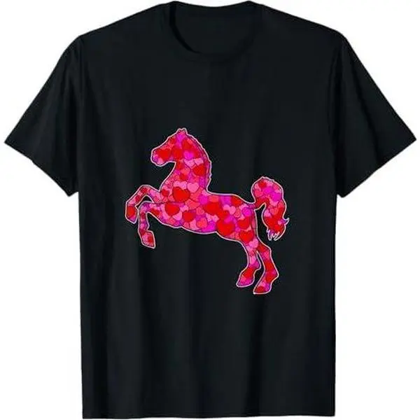 Horse Heart Pattern Valentines Day Cute Equestrian Riding T-Shirt