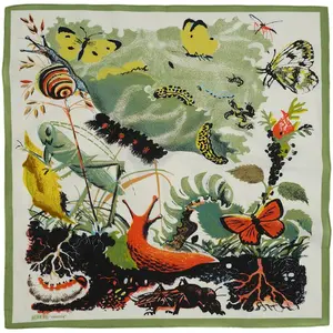 Nature Science Bandana – Ecosystem Book Inspired Scarf, 22” Black Cotton Head Wrap, Neckerchief, Gift for Book Lovers