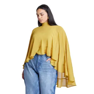 ELOQUII Women's Plus Size Ruffle Detail Asym Cape