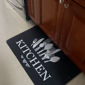 1 Pc Black Background Laundry Room Rug Soft And Comfortable Long Strip Carpet Printed Mat Anti Slip Floor Mat Suitable For Kitchen Living Room Bedroom Sink Laundry Room Decoration Carpet Mat