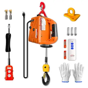 3 in 1 Electric Hoist Winch, 1500W Portable Electric Power Winch, 120V Electric Hoist Crane, 25ft Lifting Height, with Wire and  Remote Control, Overload Protection for Towing Lifting