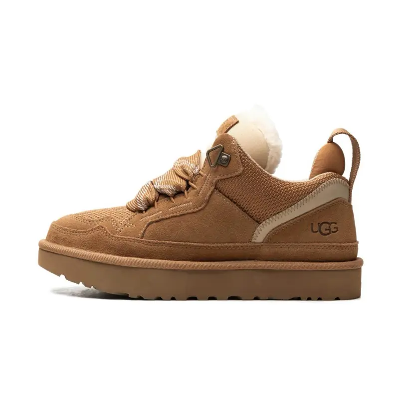 UGG Women's Lowmel Chestnut Suede Low Top Shoes, Cozy Casual Sneakers with a Cushioned Soft Sole and Rubber Outsole, Sports Shoes, Sugarsole Midsole, Cozy Style