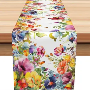 Table Runner Spring Floral Perfect for Farmhouse Dining & Holiday Decor Kitchen Coffee Table Party Supplies  Indoor Outdoor