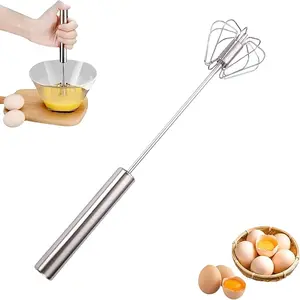Stainless Steel Semi Automatic Whisk Egg BeaterWhizzy Whisk, Hand Push Blender Kitchen MixerWisking Tool for Blending Cooking Gadgets