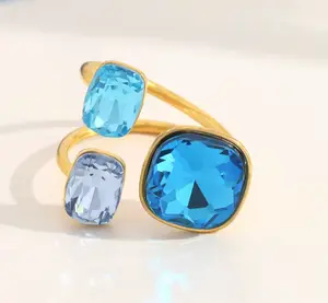 R114 – New Design Stainless Steel Natural Stone Ring 7-8!