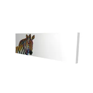360 Stand 2080-1648-AN261 16x48 in. Colorful Artistic Zebra Stripes Wall Art Print, Blue Home Decoration Artwork for Bedroom
