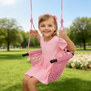 Hand-Knitting Toddler Swing, Swing Seat for Kids with Adjustable Ropes, Little tikes Swings Set, for Outdoor Indoor,Home,Tree, Playground, Backyard,Adjustable Toddler Rope Swing Seat with Snap Hooks and Straps, 440 lbs Capacity