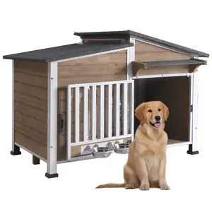 Aivituvin-AIR7021 Metal Frame Wooden Dog House | Waterproof Roof