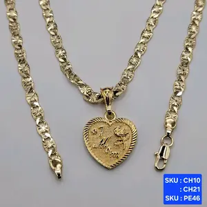 #1 Mom Necklace  color 14k ,  Chain  14k color 24 & 18 inches 5mm wide Laminated gold  #1 MAMA. SKU : CH10 : PE46