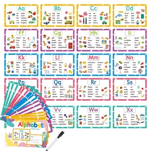 Thick Cvc Word Flashcards Set with 27 Cards and Pen, Reusable Phonics Learning Tools for Vocabulary, Ideal for Language Therapy & Teaching, Flashcards Learning Alphabet