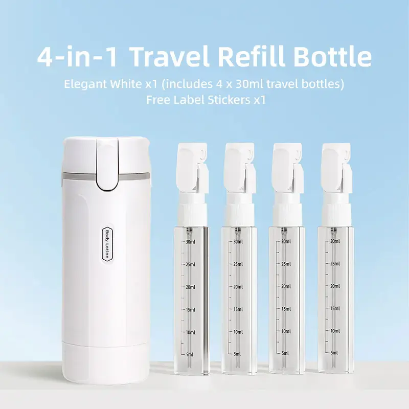 Portable Lightweight Travel & Business Trip Toiletry Storage Organizer – 4-in-1 Rect Mini Dispenser, Lock Sealed Leakproof Refillable Squeeze Bottles