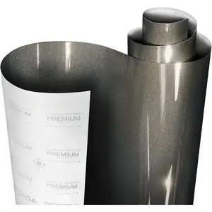 + Ultra Gloss Candy Charcoal Grey Vinyl  Wrap   Replacement Film Roll with Nano Air Release Technology, Stretchable Protective Cap Liner, Self Adhesive (10ft x 5ft)