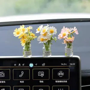 JOCK Daisy Flower Car Accessories for Women Interior Aesthetic, 3 Pcs Daisy Cute Car Dashboard Decorations