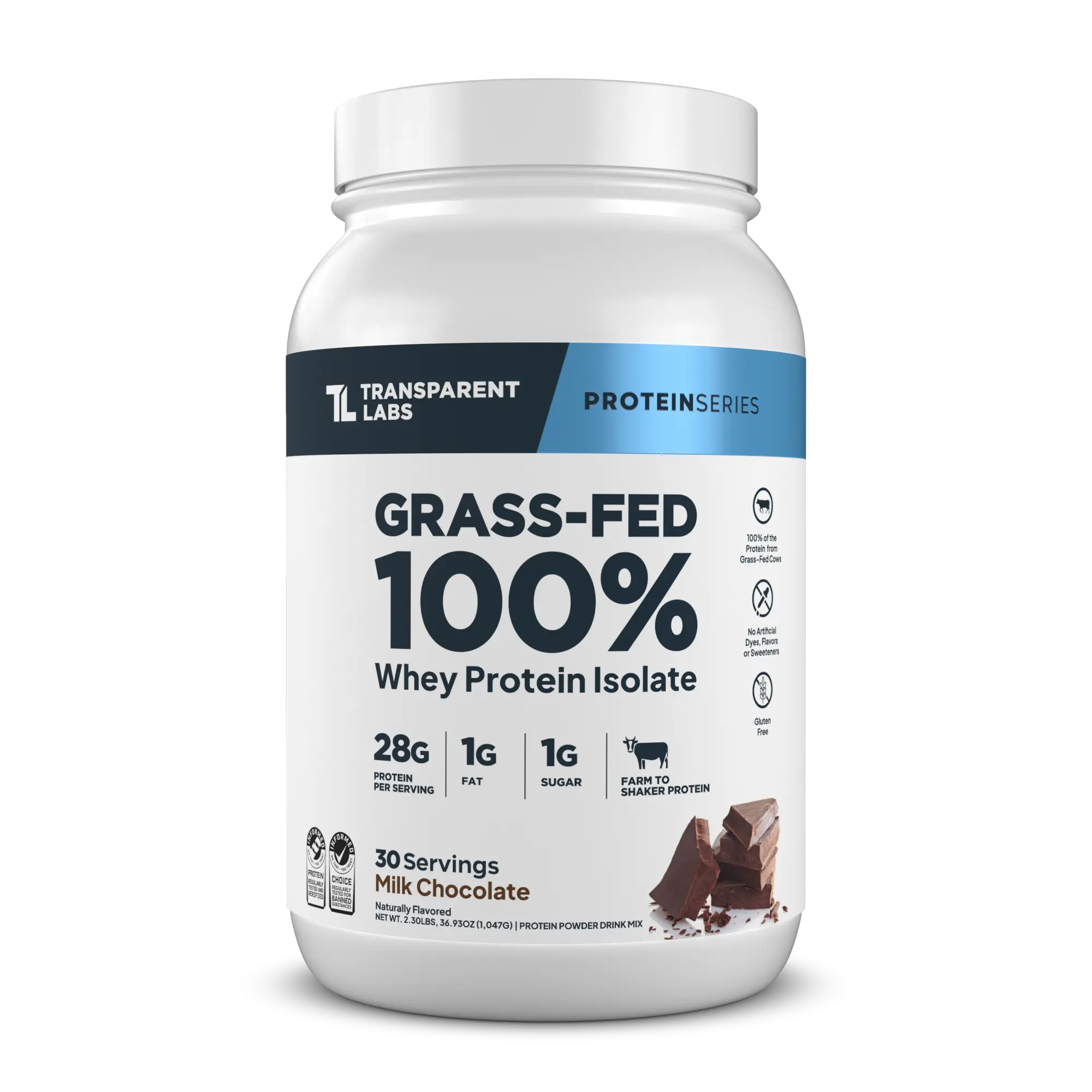 Transparent Labs Grass-Fed Whey Protein Isolate - Clean, Natural Protein Powder with 28g of Protein and 9 Amino Acids
