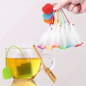 Set of 6 Silicone Loose Leaf Tea Infuser Strainer - Colorful Filter Bags with Spoon, Reusable Tea Infusers for Herbal Spice Tea, Teaware, and Tea Ceremony Accessories