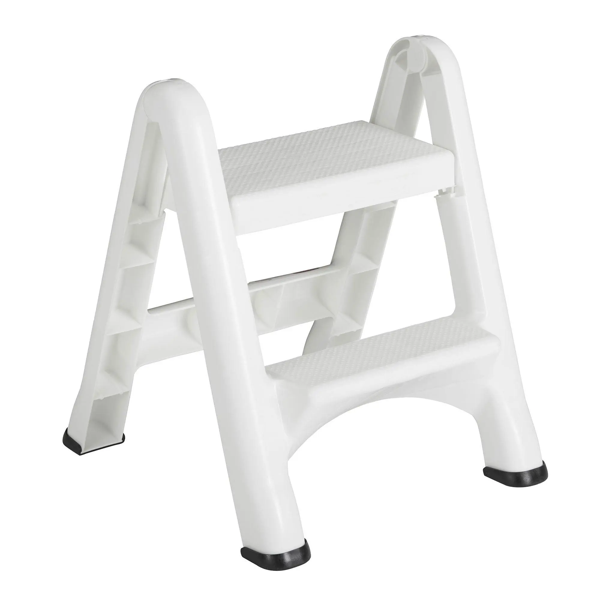 Rubbermaid EZ Two Step Durable Folding Plastic Ladder Step Stool, White Rubbermaid EZ Two Step Durable Folding Plastic Ladder Step Stool, White