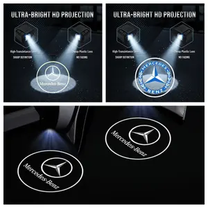 2-Pack Mercedes Benz Logo Car Welcome Lights, Easy No-Install Projection Ambient Lighting for C E G S Classes, Upgrade Your Vehicle Style