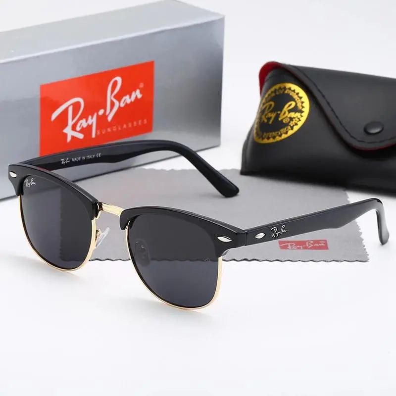 Ray-Ban Classic Wayfarer Sunglasses for Men and Women, Black Square Frame, Polarized UV Protection Lenses, Stylish Everyday Eyewear