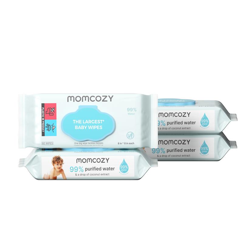 Baby wipes, Momcozy wipes - oversized, cleansing and moisturizing children's wipes, baby products, products for girls and boys, unscented baby wipes, portable maternal and child gifts, safe baby wipes