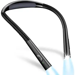 Book Light, Eye Caring 4-Color & 5-Brightness  Light Reading Light- Stepless Dimming,30-min Timer,80+ Hrs Runtime,Bendable Round  Design, Lightweight for Reading-Black