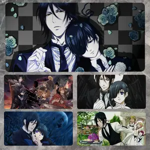 Black Butler 2 Extra Large Printed Gaming Mouse Pad, Anime Mousepad - Non-slip rubber desktop mat, suitable for gaming desks and offices, fun design, easy to clean, exquisite edge stitching, ideal gift for gamers