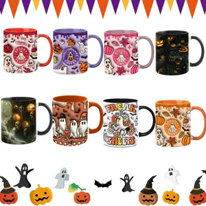 Halloween Mug, Spooky Ghost Design, Durable Ceramic Material, Perfect Gift for Halloween Decor & Party Essentials