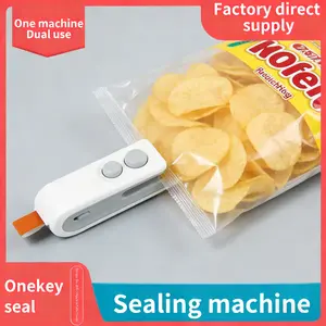 Mini Snack Bag Sealer Machine, Two-In-One Heated USB Rechargeable Snack Bag Sealer, Plastic Electric Heat Sealer, Portable Food Preserver