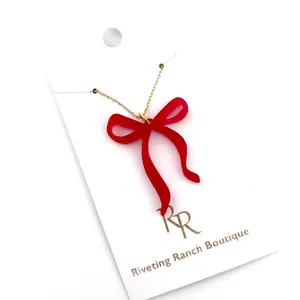 Riveting Ranch Boutique Red Bow Necklace - Elegant Fashion Accessory for Women