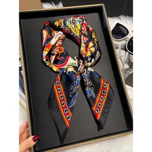 Women's Vintage Paisley Print Square Scarf, Boho Style Bandana for Women & Girls, Fashion Accessories for Daily Wear