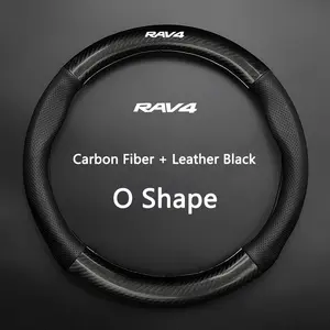 Car Anti-Slip Steering Wheel Cover Carbon Fiber Leather Automotive Booster Cover for Toyota RAV4 CHR Corolla Highlander Prius Yaris Prius RAIZE RUSE Auris Camry