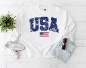 USA Crewneck Sweatshirt, Patriotic Women Graphic, 4th of July Outfit