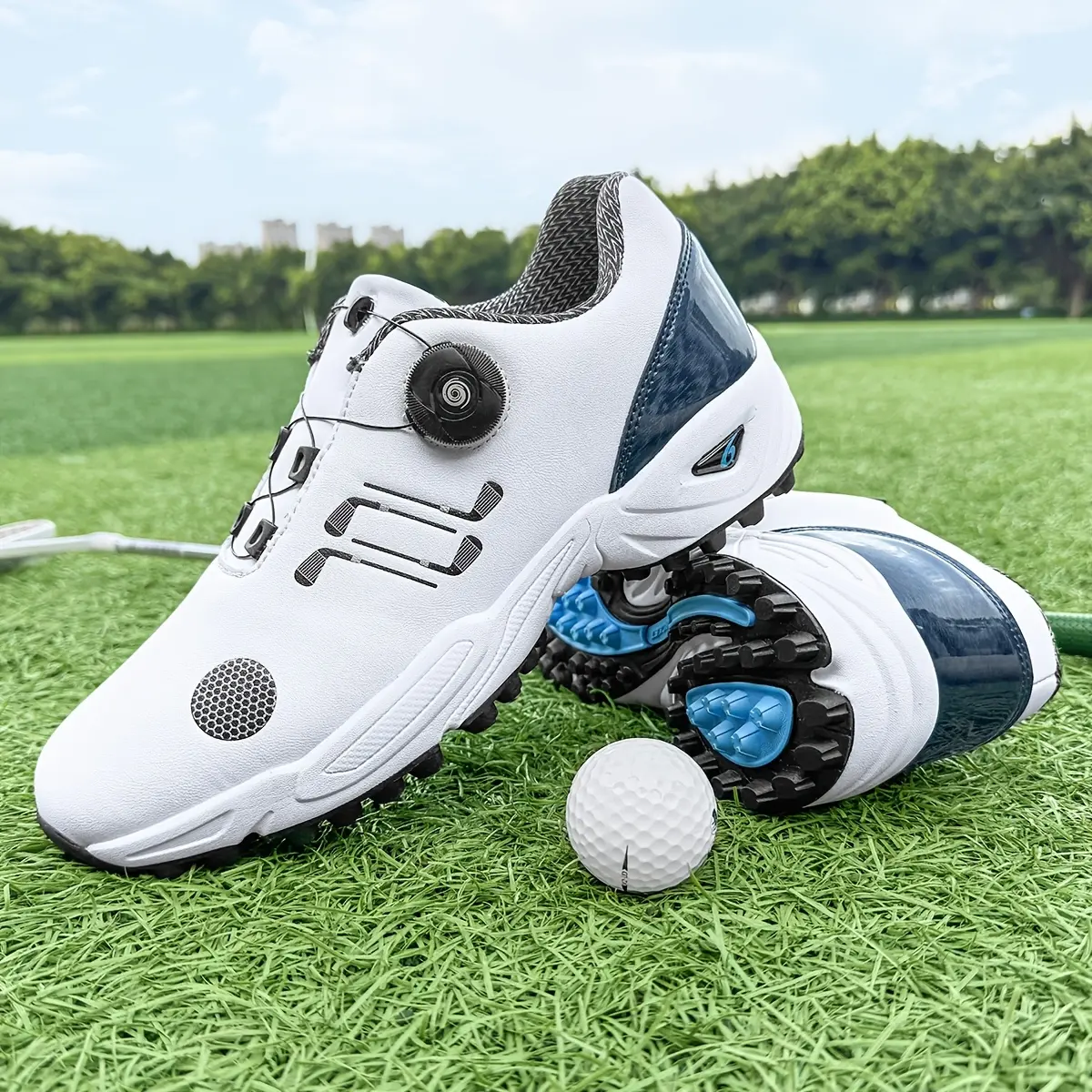 Men's Athletic Golf Shoes - Lightweight, All-Day Grip, Breathable Synthetic Fiber, EVA, Comfortable Fit, All Seasons Footwear for Grass Courts & Casual Outings