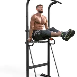 Height Adjustable Pull Up Bar & Dip Station Pull Up Station Fitness Strength Training Exercise Equipment