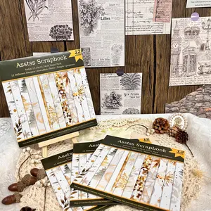 Scrapbooking Paper Pad, 12 Sheets Gilded Background Scrapbooking Paper, DIY Decorative Papers for Bullet Journaling, Collage Art, Greeting Cards