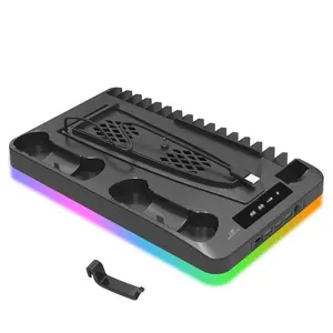 2026 Upgraded Cooling Station for PS5/Slim Console with Dual PS 5 Controller Charger,Dual Tubor Fan,3 USB Hubs