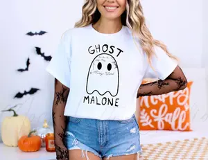 Ghost Malone Shirt in Sport Grey - Halloween-Themed Design for Men - 80/20 Cotton Polyester Blend - Top