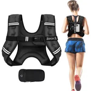 BAGAIL Weighted Vest, 5Lbs/10Lbs/12Lbs/15Lbs/20Lbs/25Lbs/30Lbs Weight Vest with Detachable Phone Pouch, Rucking Vest for Women, Men, Walking, Weight Loss, Training, Running DIYOUTH