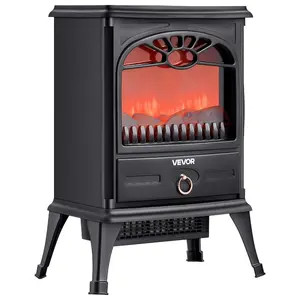 VEVOR 22.8inch Freestanding Fireplaces, 1500W 5120BTU Portable Electric Fireplace Stove Heater, with Overheating Protection, Realistic Flames, for Living Room, Bedroom, Study, Dining Room Warmth, Black