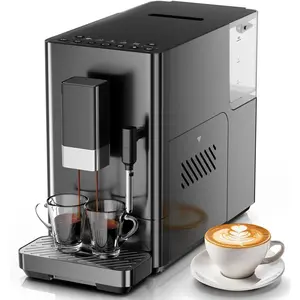 Kismile Automatic Espresso Machine, with Milk Frother, One Touch,20 Bar Pressure & 15 Grind Settings for Latte, Cappuccino, Espresso, Built-In Grinder