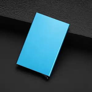 Men's Pop Up RFID Blocking Metal Card Case Wallet with Automatic Eject Mechanism
