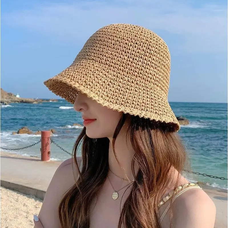 Unisex Straw Sun Hat – Lightweight Breathable Bucket Hat for Beach & Outdoor Wear