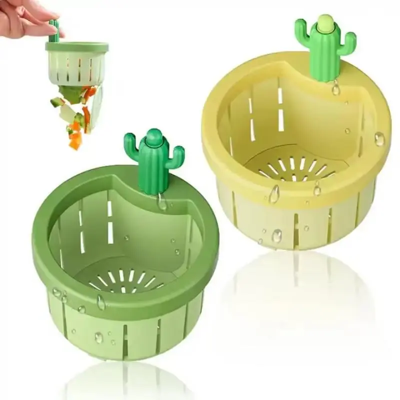 Cactus Sink Drain Strainer Press Automatic Dumping Basket Multi-Functional Use Filter Net for Tub Kitchen Waste Collector Kitchen Gadgets