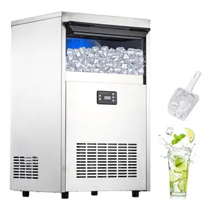 High-Efficiency Commercial Ice Maker Machine, 100LBS/24H Fast Ice Making, 33LBS Large Storage Bin, Stainless Steel Under Counter Freestanding Ice Maker with Self-Cleaning Function, Perfect for Restaurant, Bar, Home & Office